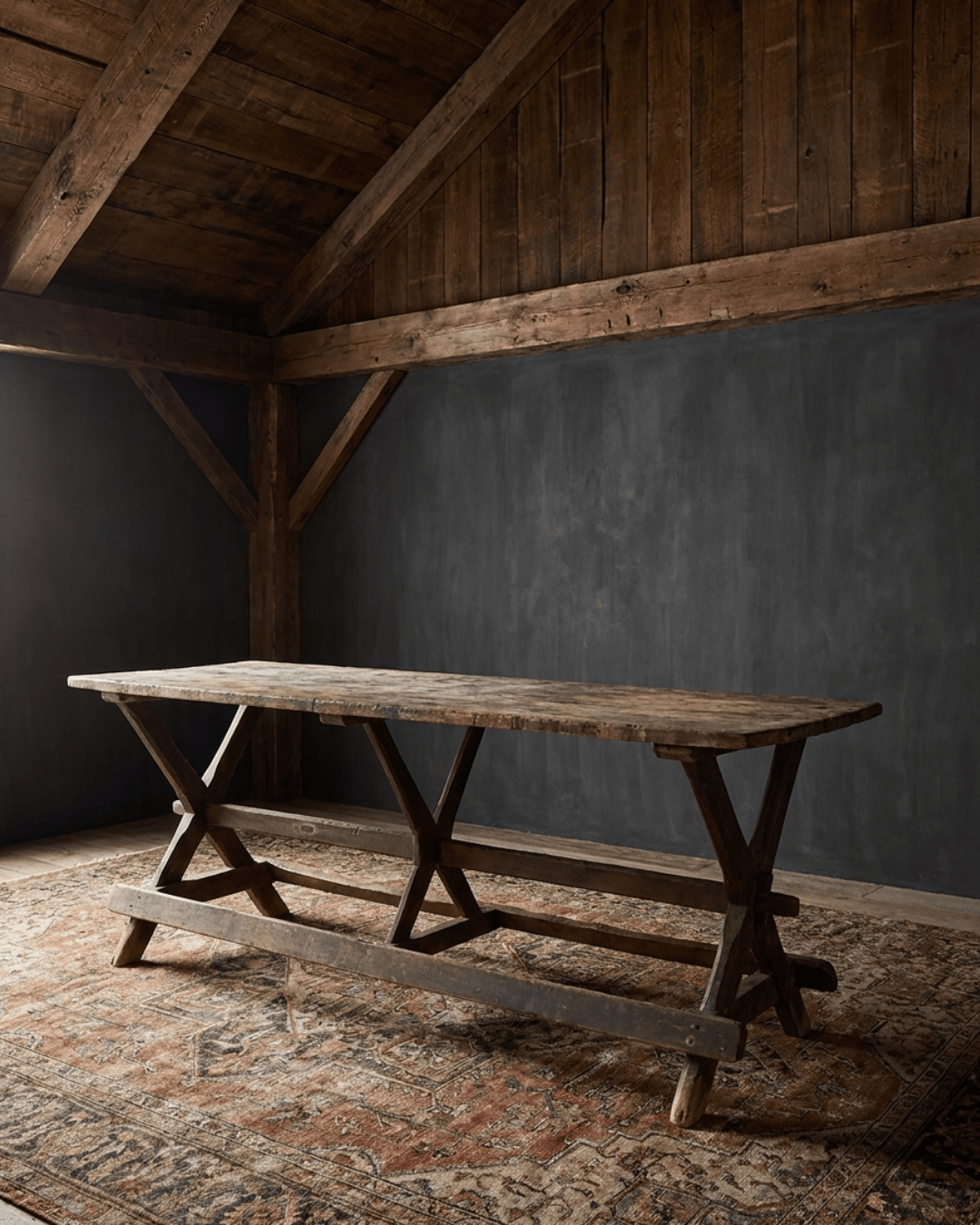 Antique Trestle Table - Counter Height - Vintage Furniture - Hello Norden