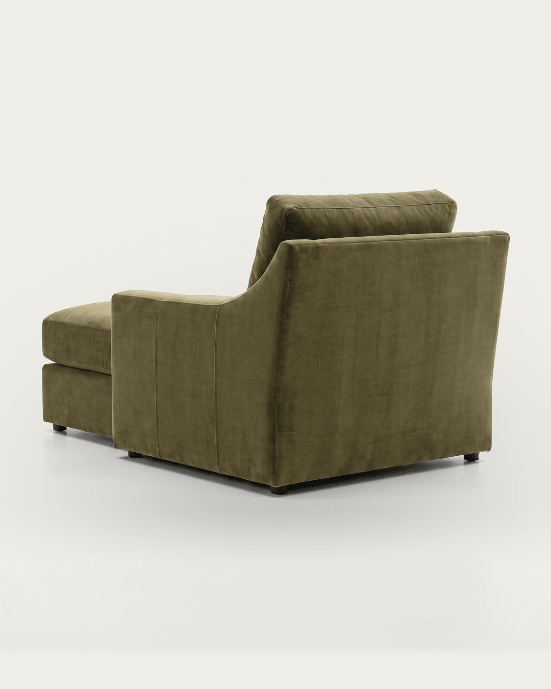 living room custom furniture modern mountain velvet chaise Hello Norden - Wilhelm Chaise Lounge in Banks Eco-Performance Velvet in Olive