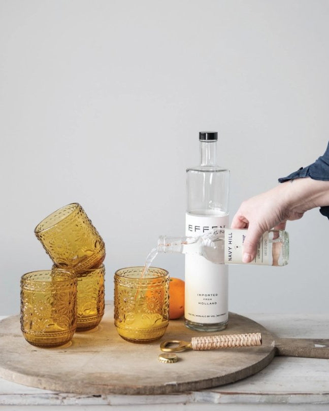 Amber Embossed Drinking Glass - Glassware & Mugs - Hello Norden