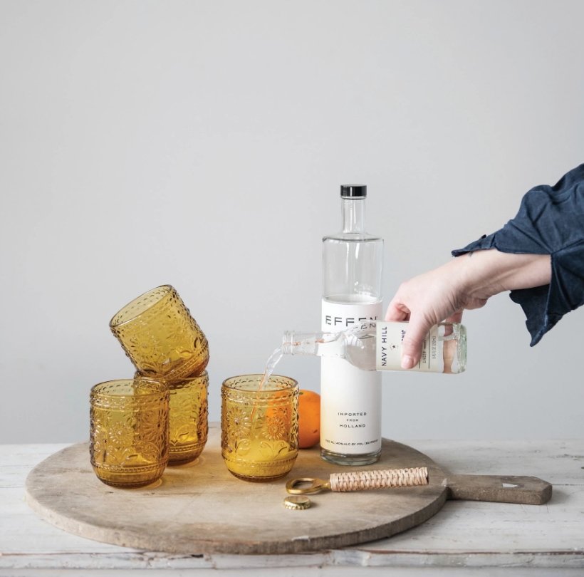 Amber Embossed Drinking Glass - Glassware & Mugs - Hello Norden