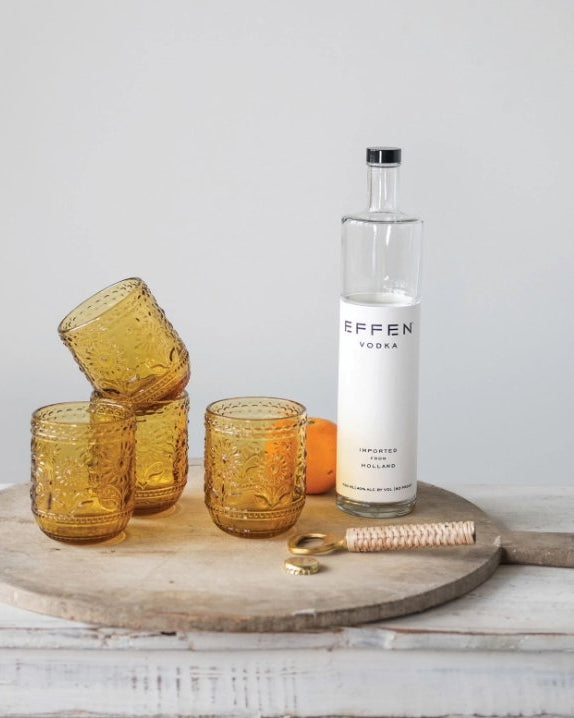 Amber Embossed Drinking Glass - Glassware & Mugs - Hello Norden