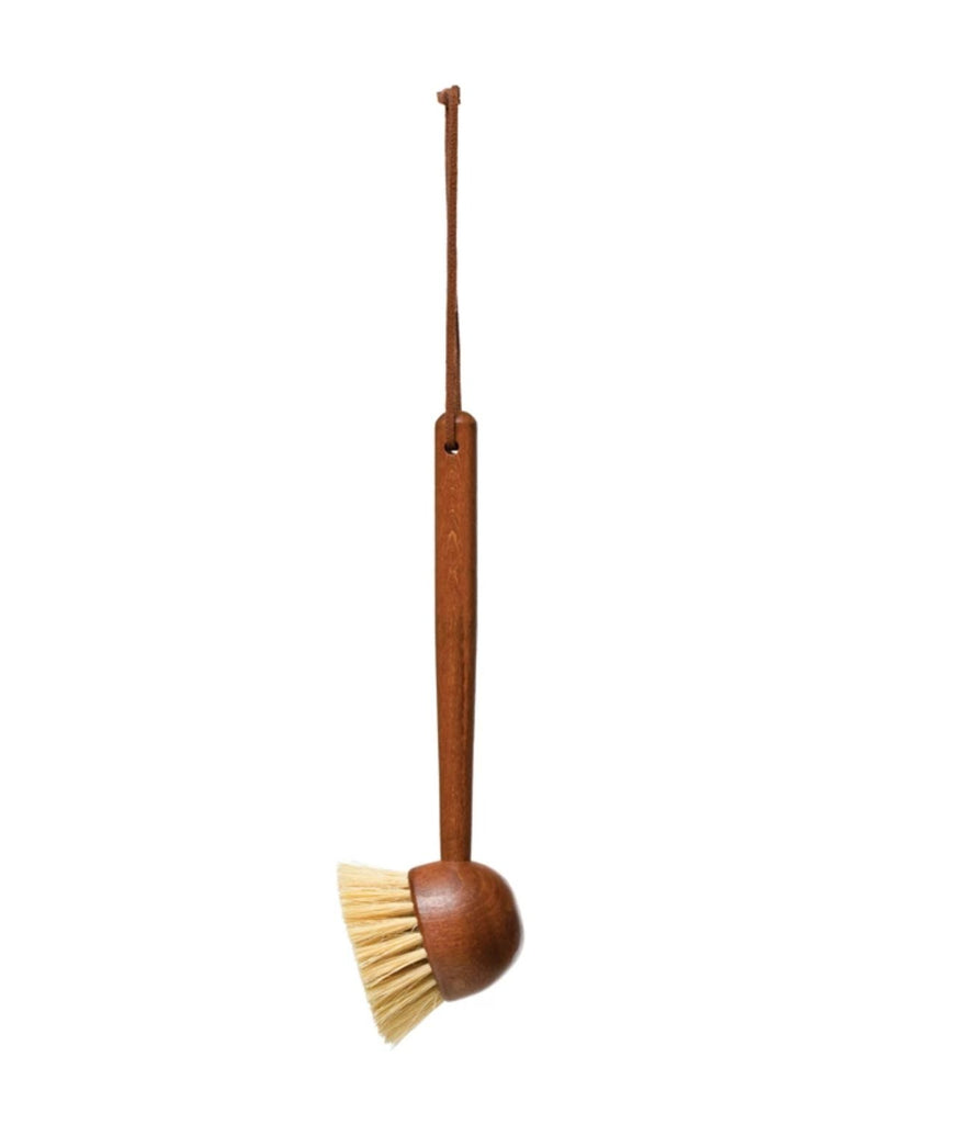 Beech Wood Brush with Handle and Leather Tie - Cleaning Brushes - Hello Norden