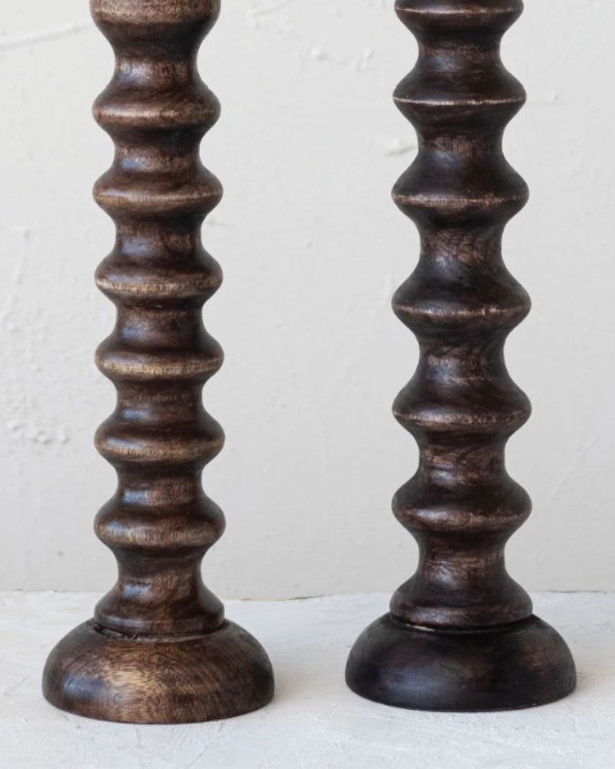 Wooden Taper Candle Holder Walnut Finish - Candle Holders - Hello Norden