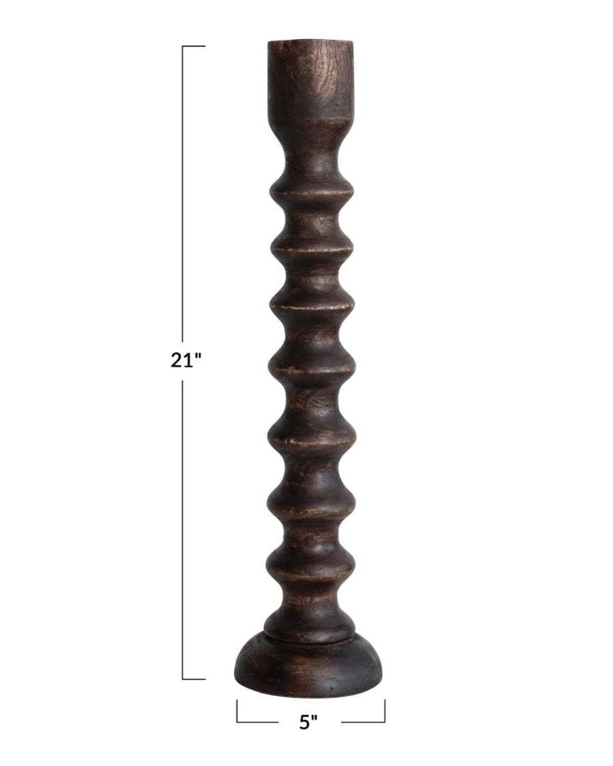 Wooden Taper Candle Holder Walnut Finish - Candle Holders - Hello Norden
