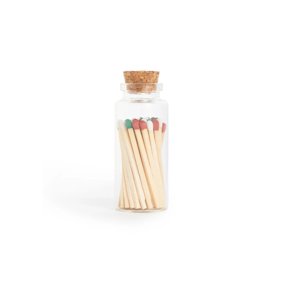 Colorful Matches in Medium Glass Corked Vial - Apothecary Accessories - Hello Norden