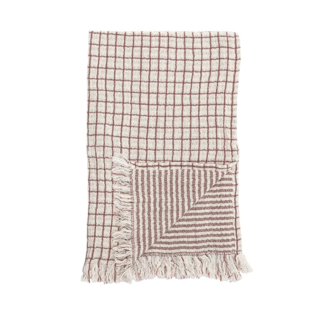 Cotton Tea Towels with Grid/Stripes - Kitchen Towels - Hello Norden