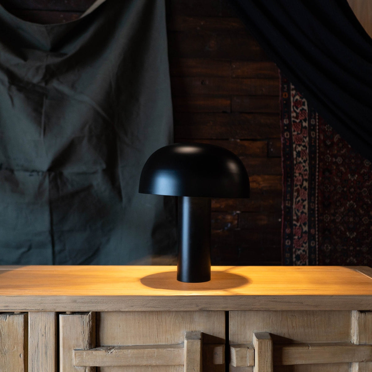 Modern black lamp metal dome shade