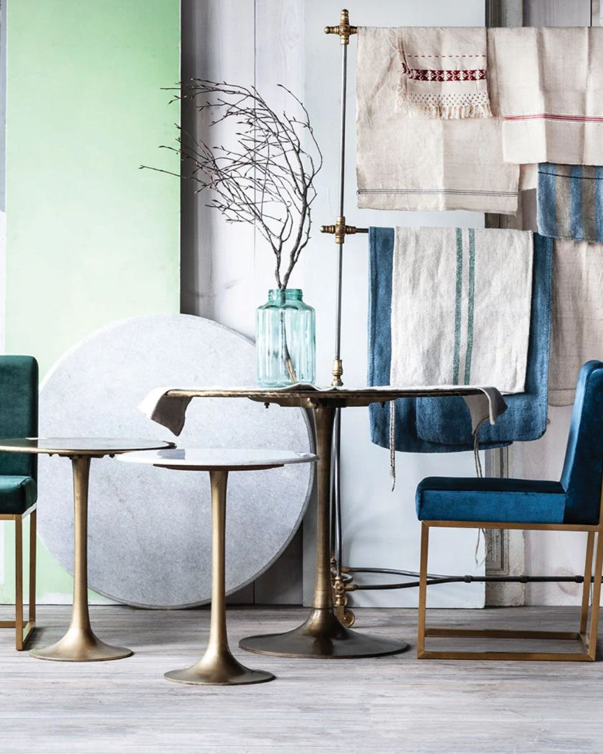 Ester Brass and Marble Dining Table - Tables - Hello Norden