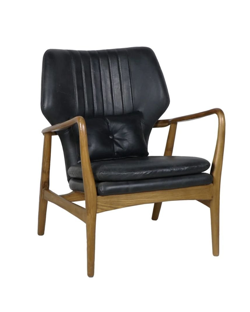 Gustav Black Leather Chair - Arm Chairs, Recliners & Sleeper Chairs - Hello Norden