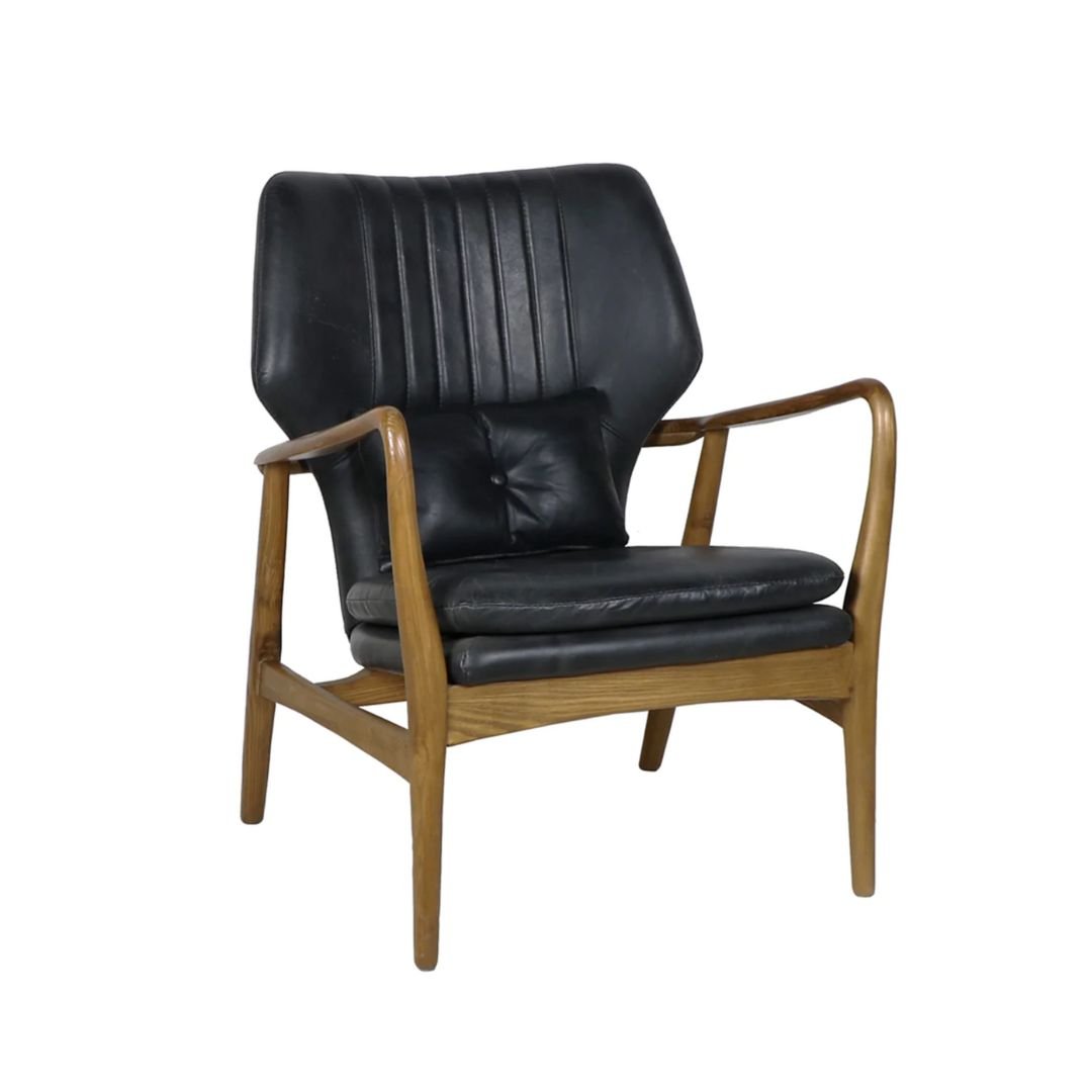 Gustav Black Leather Chair - Arm Chairs, Recliners & Sleeper Chairs - Hello Norden