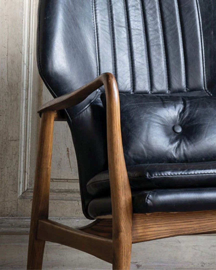 Gustav Black Leather Chair - Arm Chairs, Recliners & Sleeper Chairs - Hello Norden