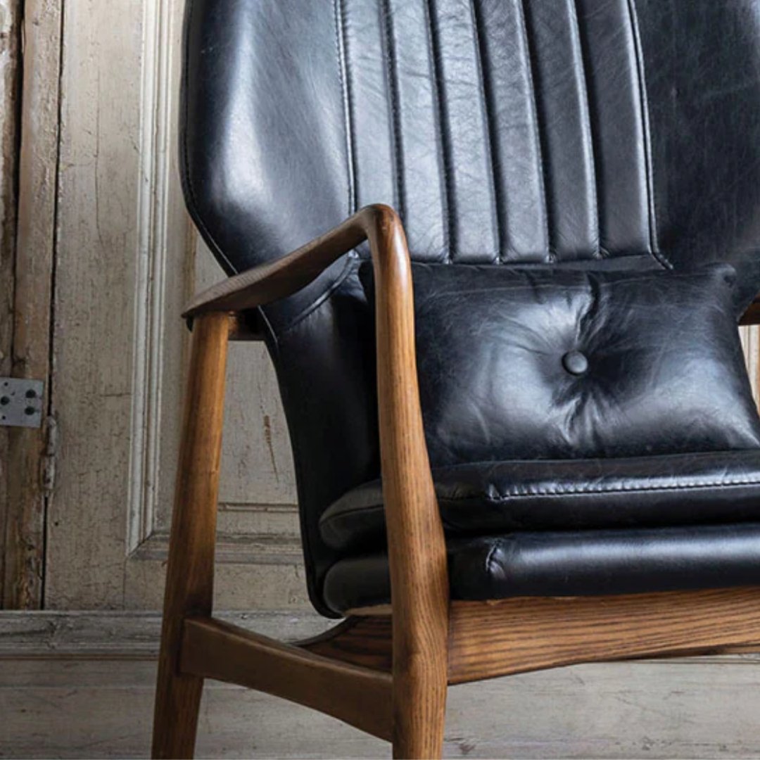 Gustav Black Leather Chair - Arm Chairs, Recliners & Sleeper Chairs - Hello Norden