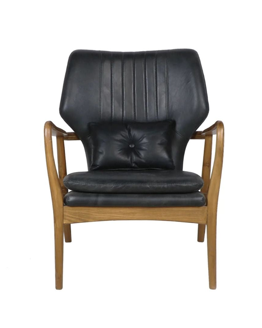 Gustav Black Leather Chair - Arm Chairs, Recliners & Sleeper Chairs - Hello Norden