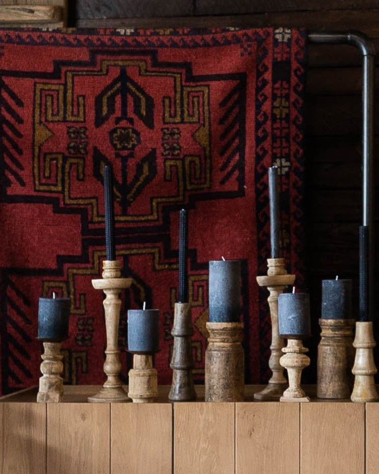 Heith Hand-Carved Mango Wood Taper Holder - Candle Holders - Hello Norden