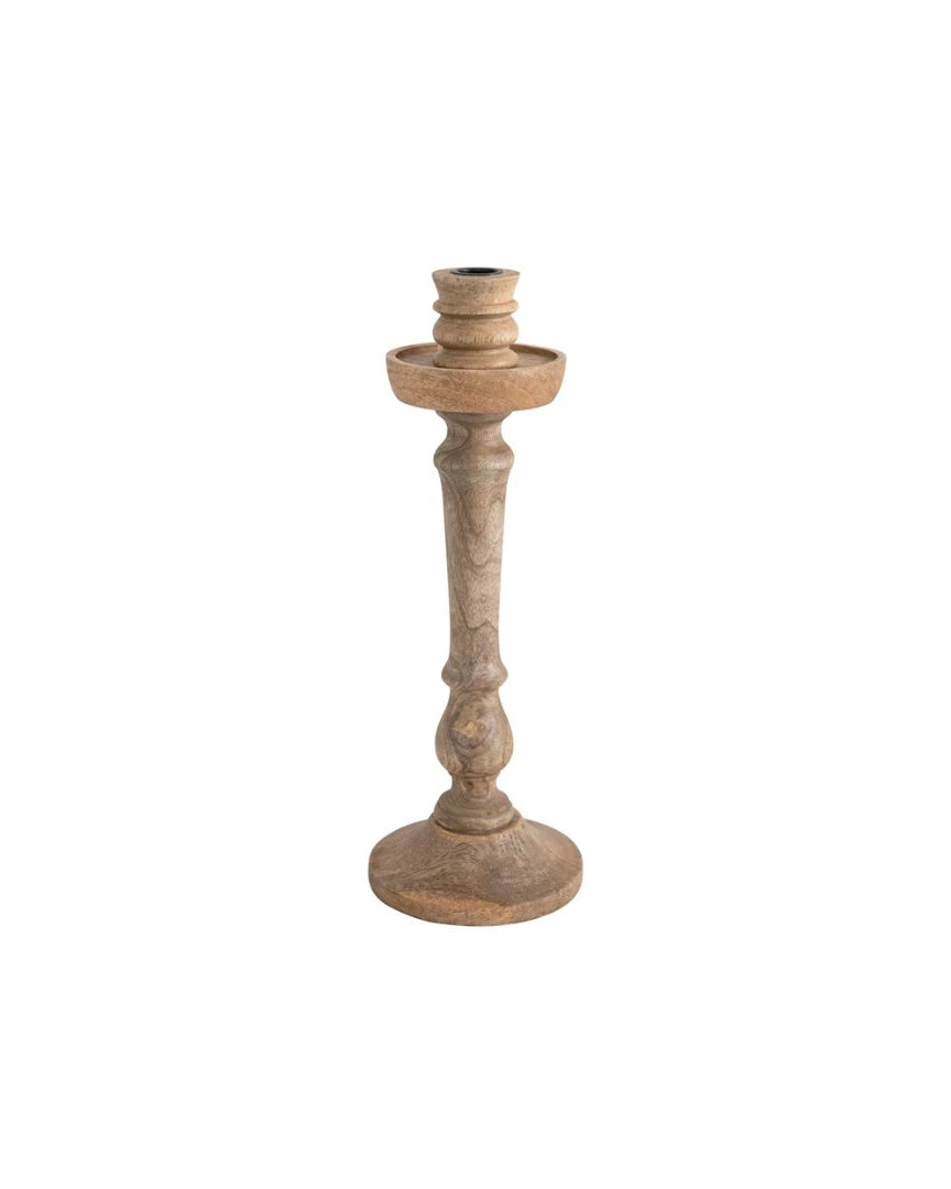 Heith Hand-Carved Mango Wood Taper Holder - Candle Holders - Hello Norden