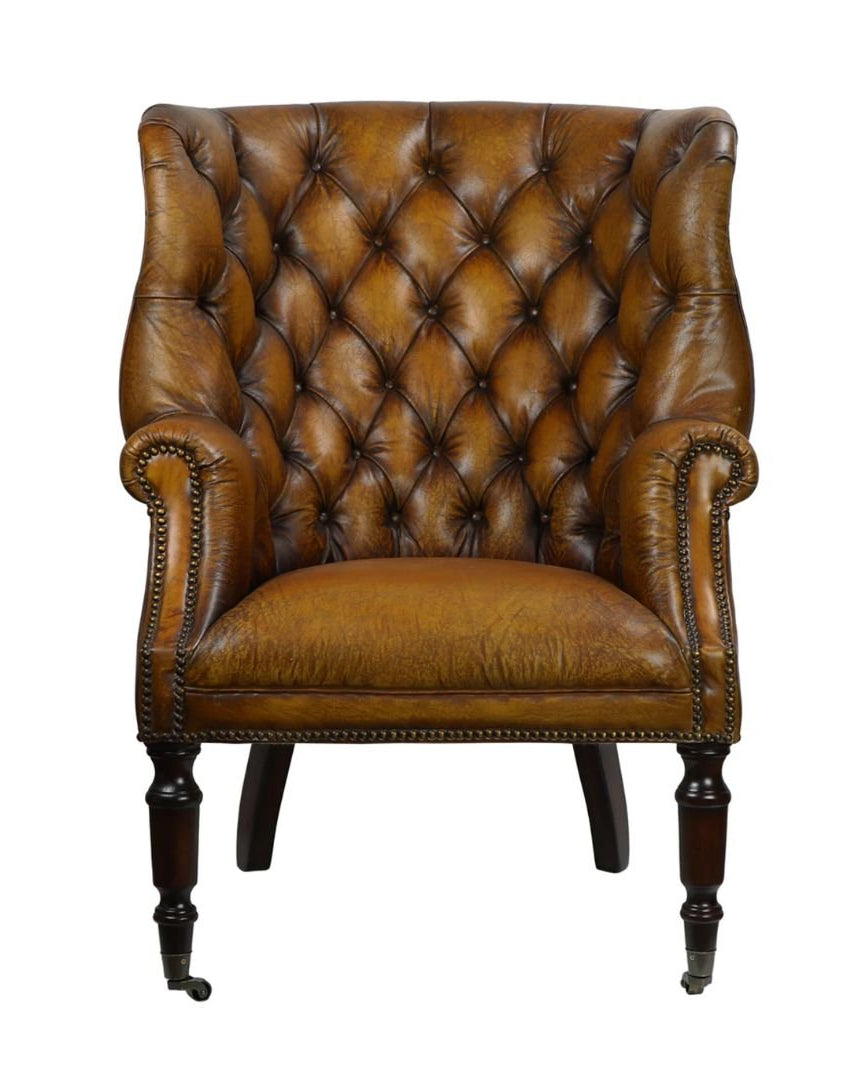 Hilda Brown Leather Tufted Chair - Arm Chairs, Recliners & Sleeper Chairs - Hello Norden
