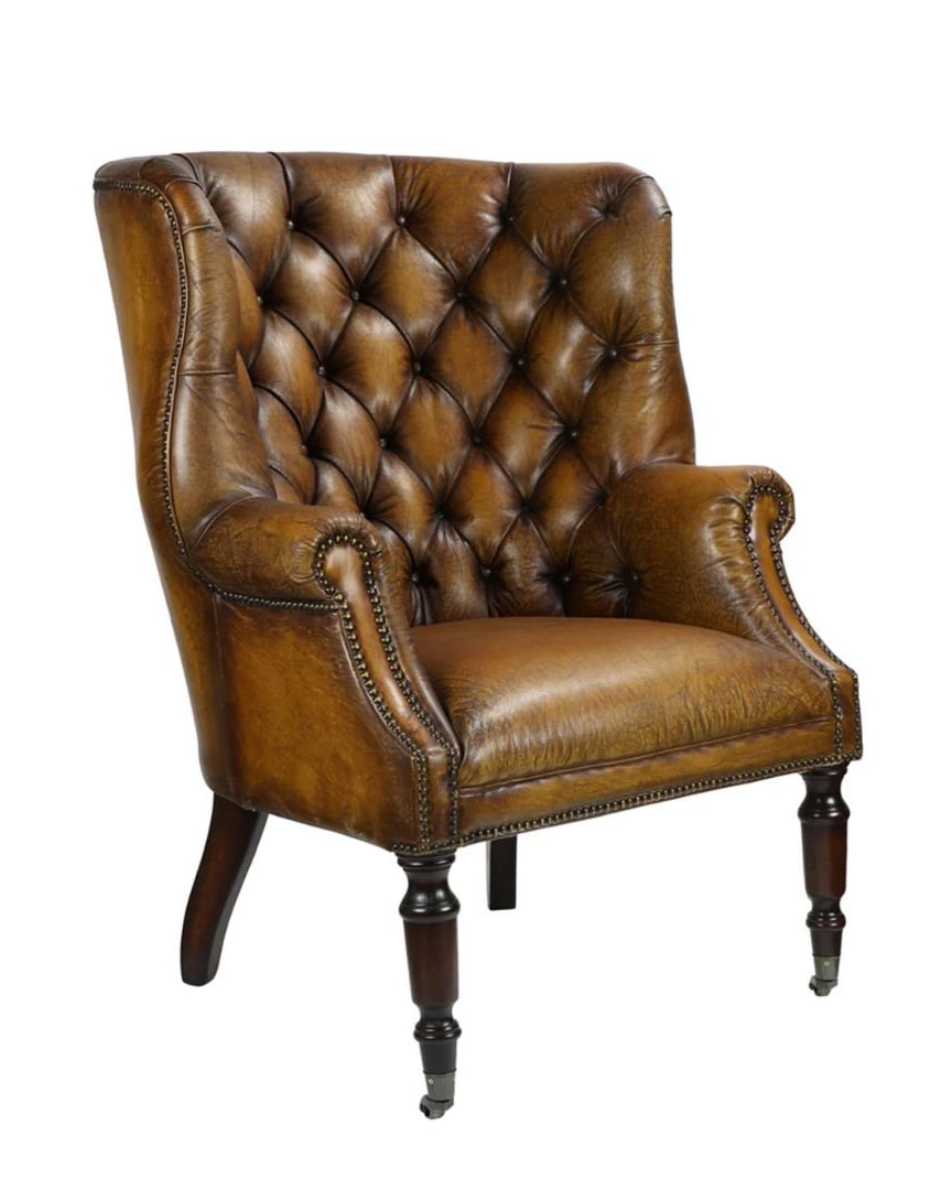 Hilda Brown Leather Tufted Chair - Arm Chairs, Recliners & Sleeper Chairs - Hello Norden