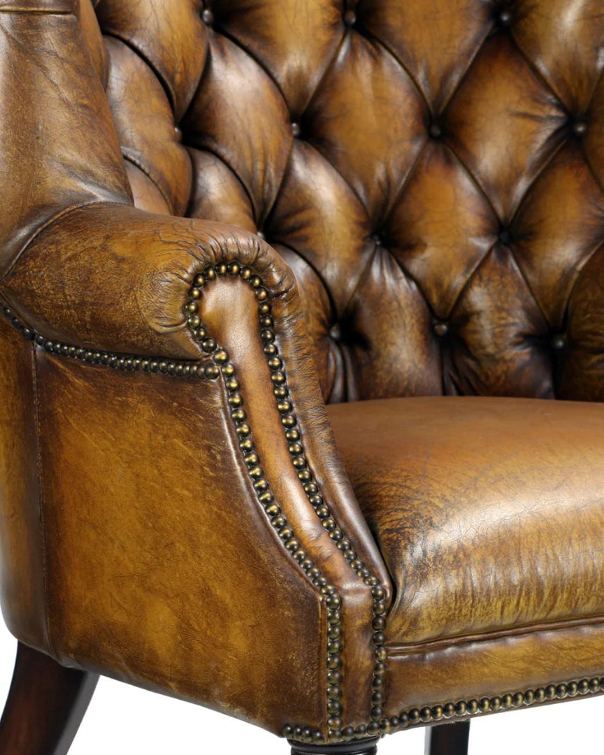 Hilda Brown Leather Tufted Chair - Arm Chairs, Recliners & Sleeper Chairs - Hello Norden