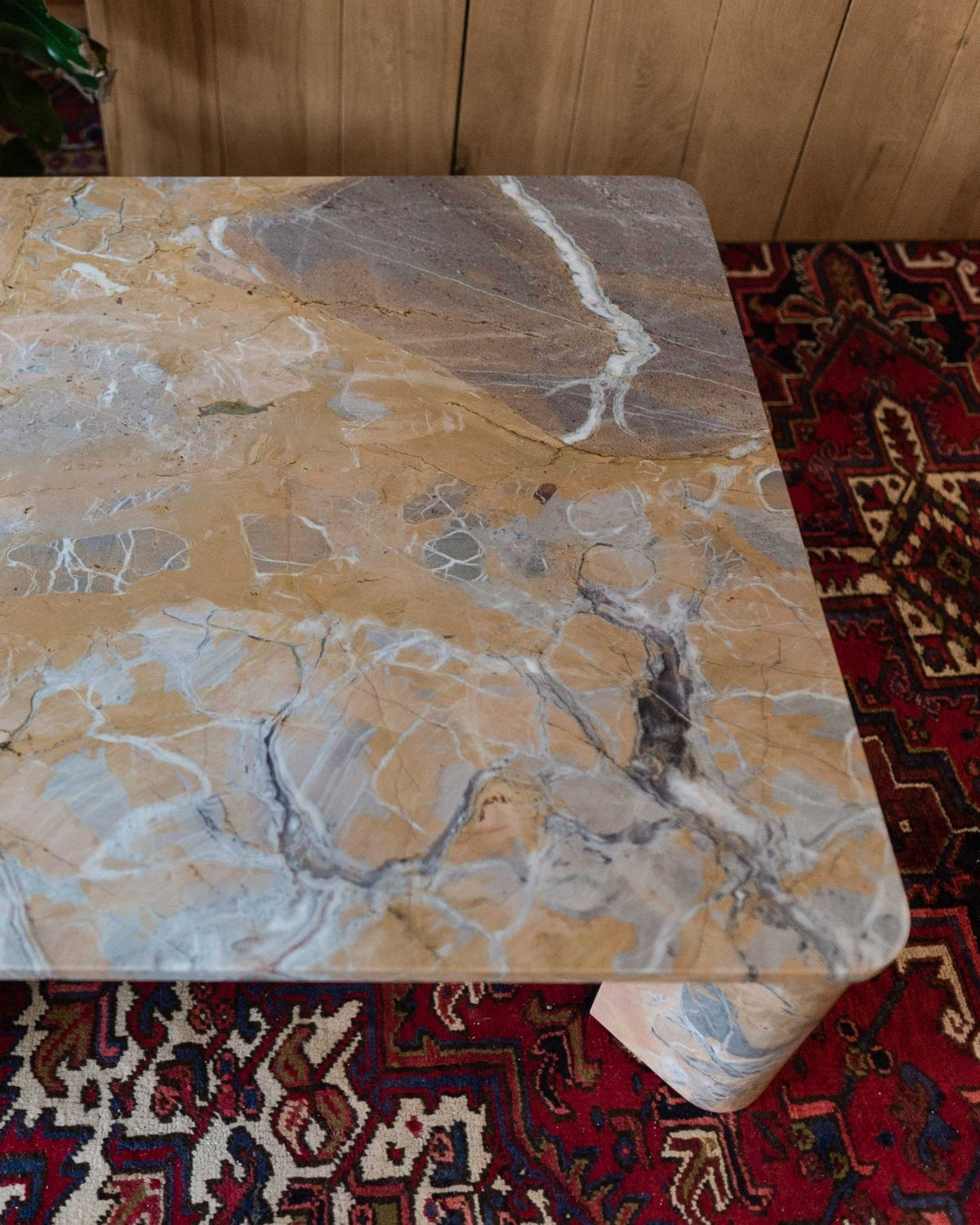 Light Brown Pink and Grey Marble Coffee Table