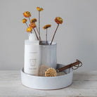 Mischa White Terracotta Sectioned Vase & Dish Brush Holder - Vases - Hello Norden