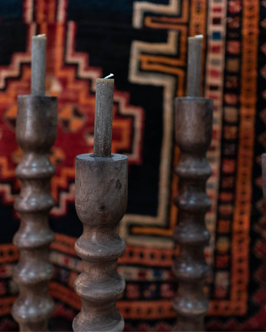 Wooden Taper Candle Holder Walnut Finish - Candle Holders - Hello Norden