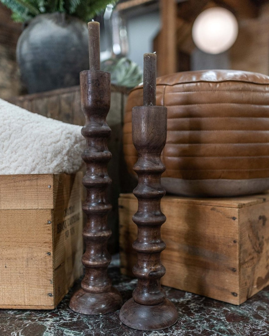 Wooden Taper Candle Holder Walnut Finish - Candle Holders - Hello Norden