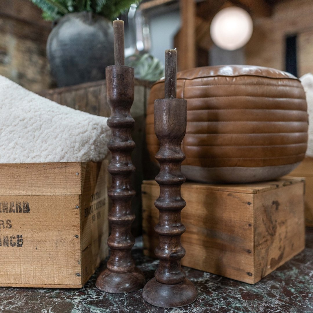 Wooden Taper Candle Holder Walnut Finish - Candle Holders - Hello Norden