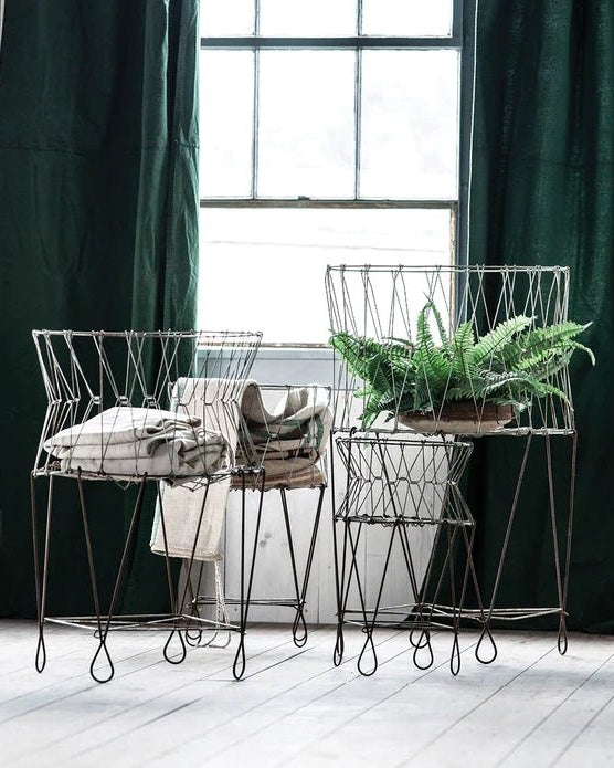 Wire Basket Plant Stand - Planters & Pots - Hello Norden