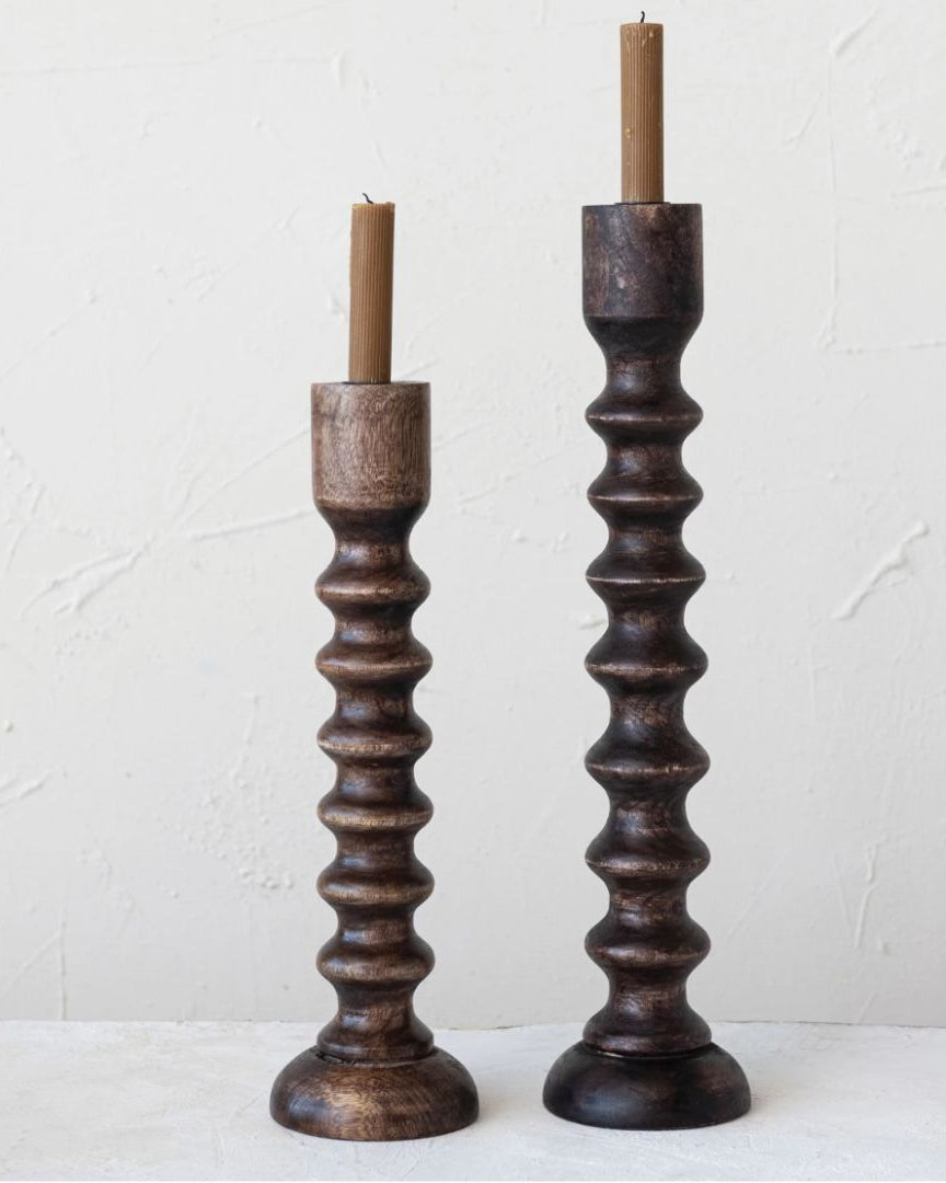 Wooden Taper Candle Holder Walnut Finish - Candle Holders - Hello Norden