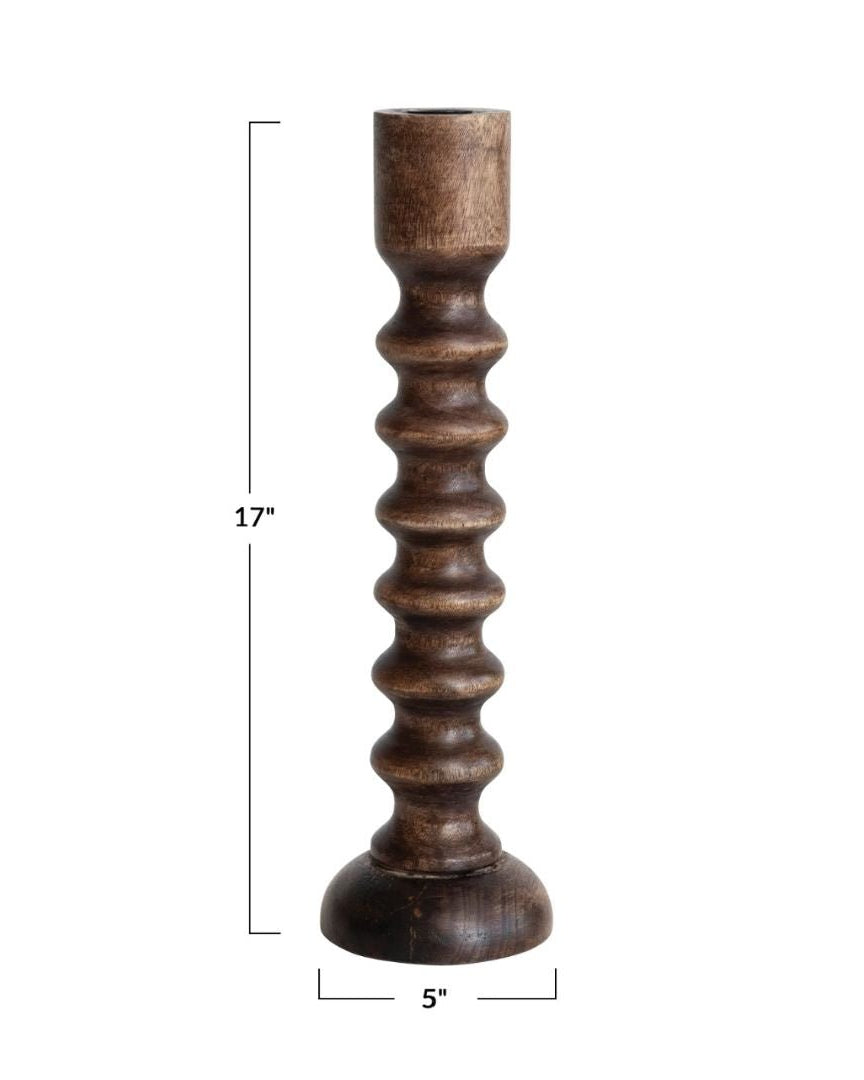 Wooden Taper Candle Holder Walnut Finish - Candle Holders - Hello Norden