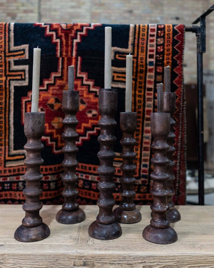 Wooden Taper Candle Holder Walnut Finish - Candle Holders - Hello Norden
