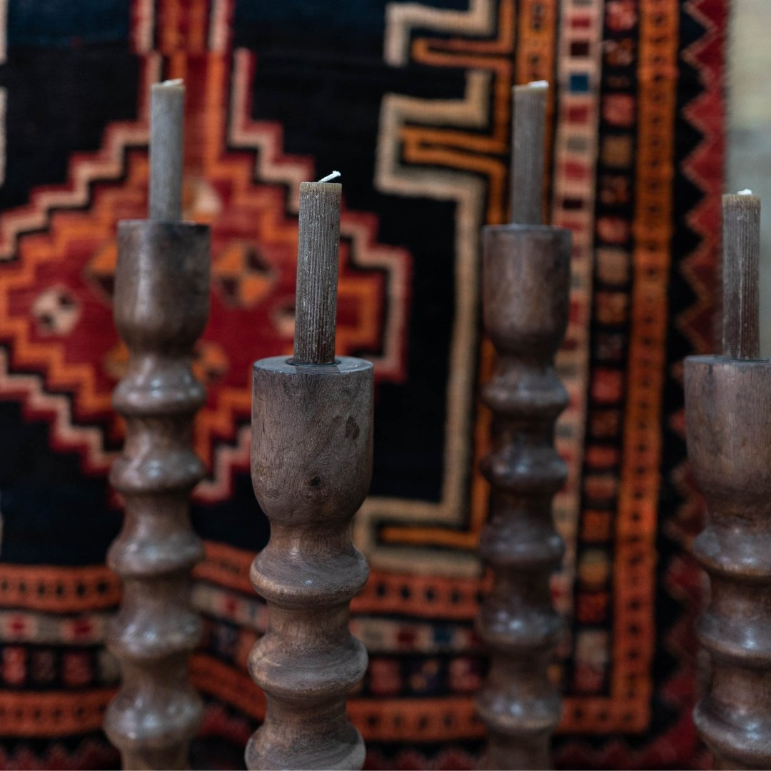 Wooden Taper Candle Holder, Walnut Finish - Candle Holders - Hello Norden