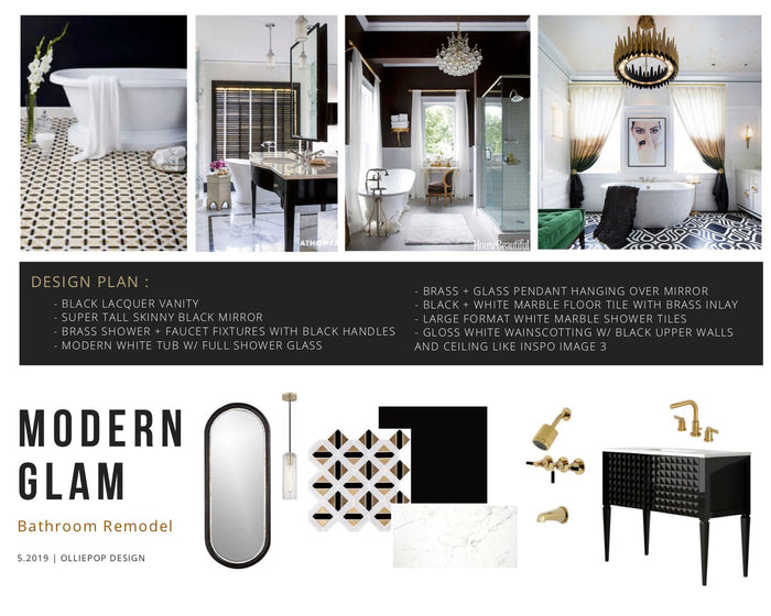 MODERN GLAM BATHROOM : DESIGN PLAN - PHASE 1 - Hello Norden
