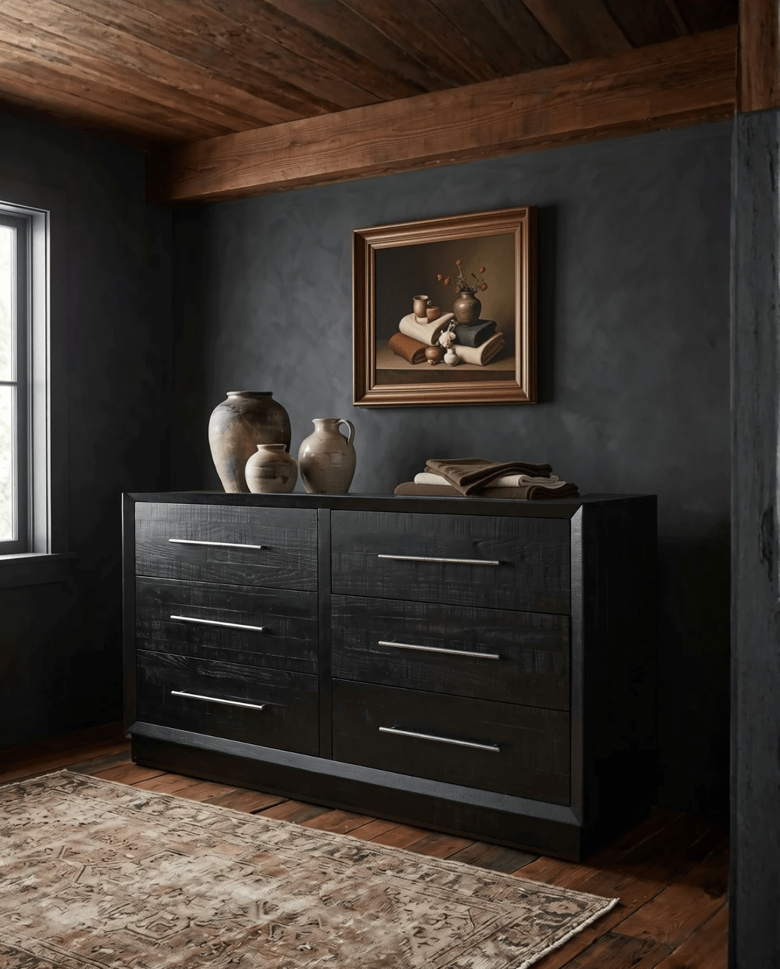 bedroom furniture modern mountain dresser Hello Norden - Aarni Dresser, styled in a modern rustic room reclaimed wood drawers big