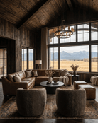 Bella sheepskin taupe living room custom furniture swivel chair Modern Mountain leather ottoman
