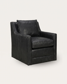 Hello Norden - Edgar Lounge Chair - front view Modern Mountain living room custom furniture black leather swivel chair
