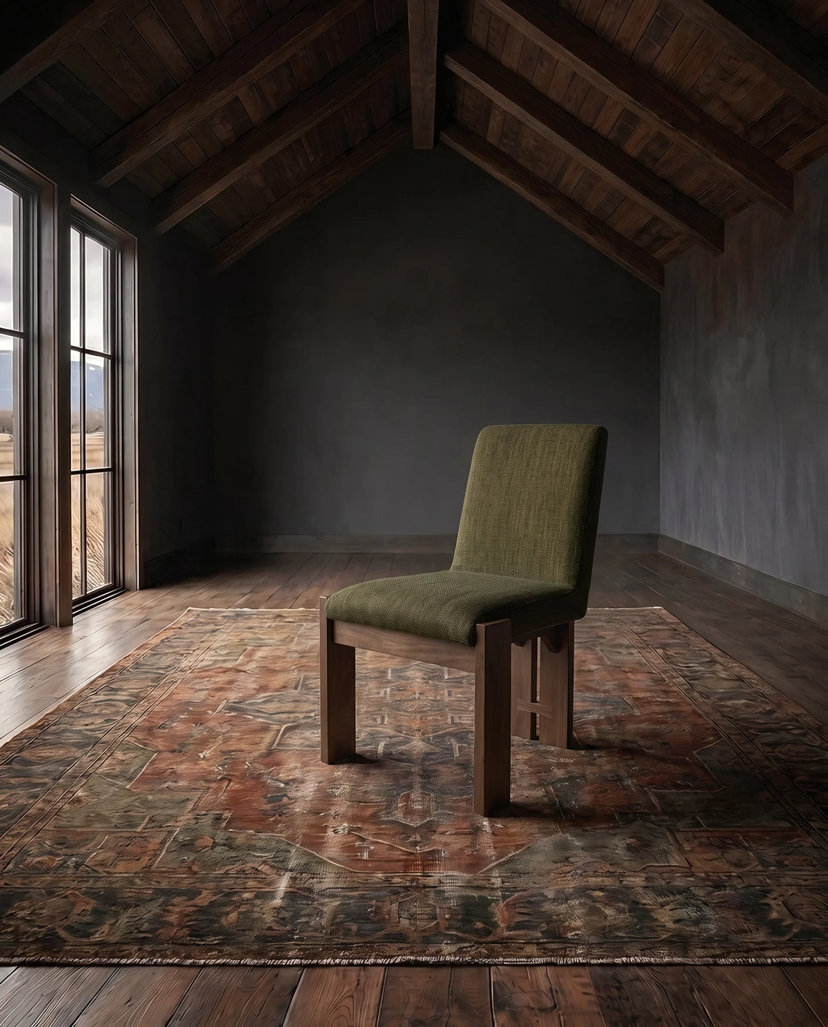 dining room furniture modern mountain  dining chair Hello Norden - Reidar Dining Chair Green and medium wood mid century dining chair  2