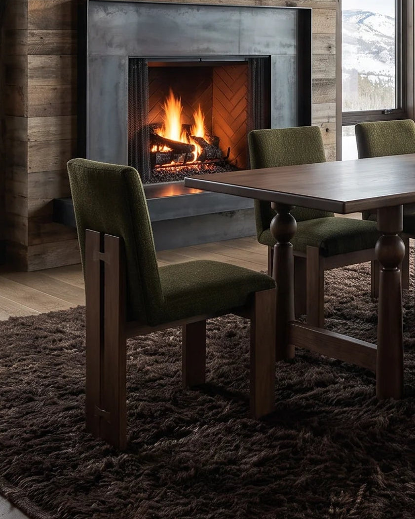 dining room furniture modern mountain  dining chair Hello Norden - Reidar Dining Chair Green and medium wood mid century dining chair 
