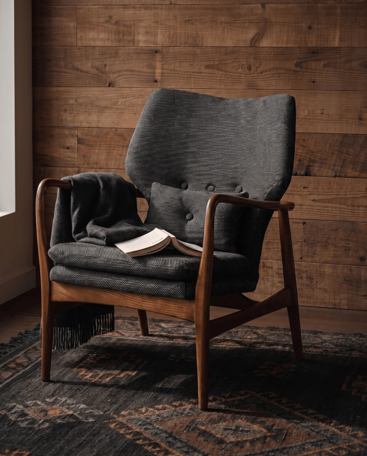 Gustav Chair - Lounge Chairs - Hello Norden dark tweed mid century lounge chair