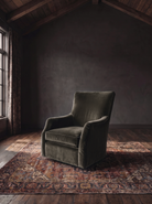 Helge Swivel Chair Banks Cafe Velvet Custom Furniture Living Room Swivel Lounge Chair Brown green moody 