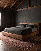 Maren Queen or King caramel brown leather platform bed 