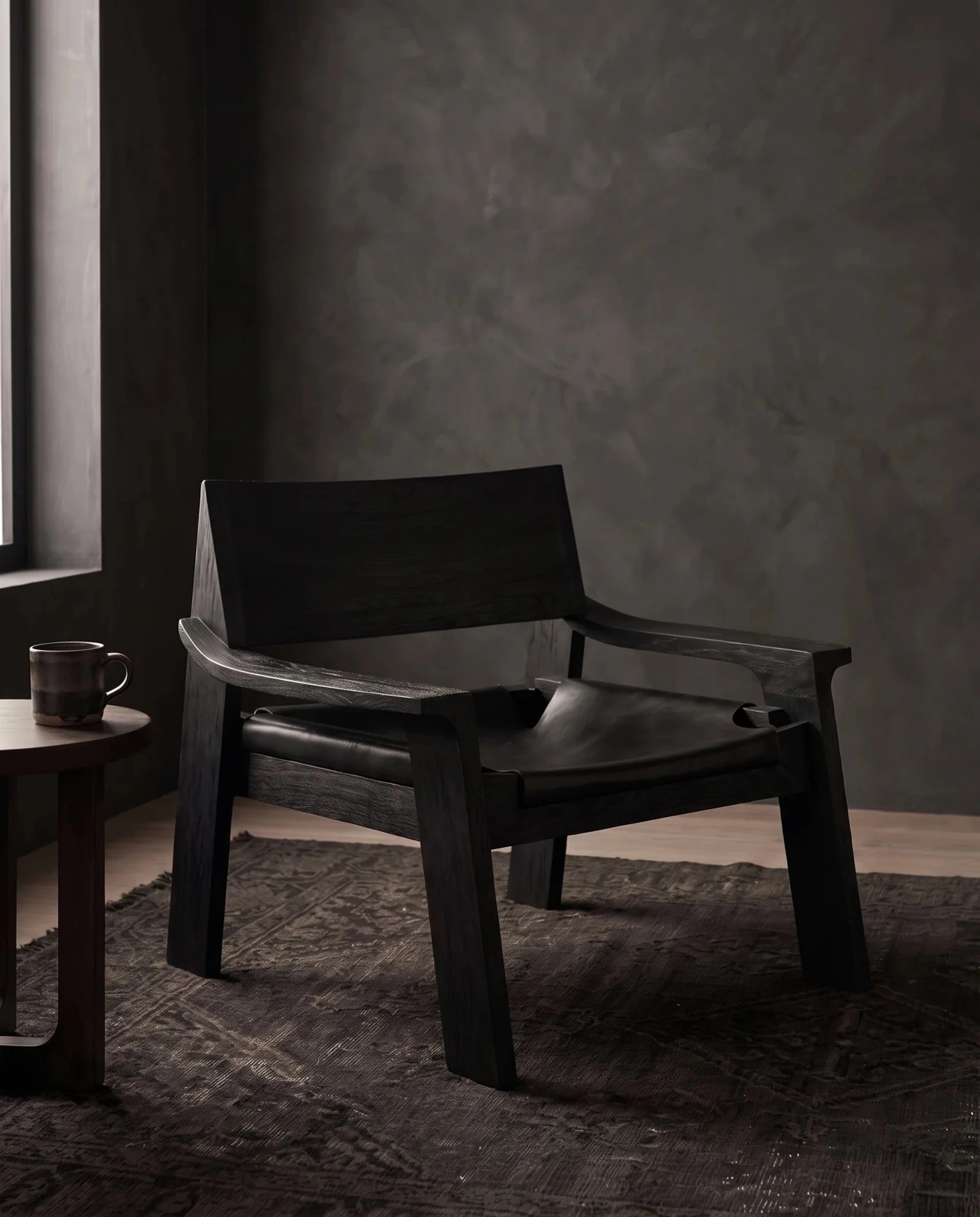 Oskarson Accent Chair - Lounge Chairs - Hello Norden. Modern Mountain living room furniture Black leather stained black wood