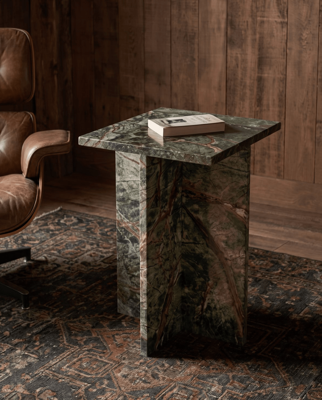Wayde green marble side table square Modern Mountain living room furniture