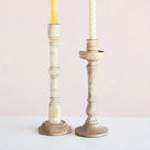 Aksel Hand-Carved Mango Wood Taper Holder - Candle Holders - Hello Norden
