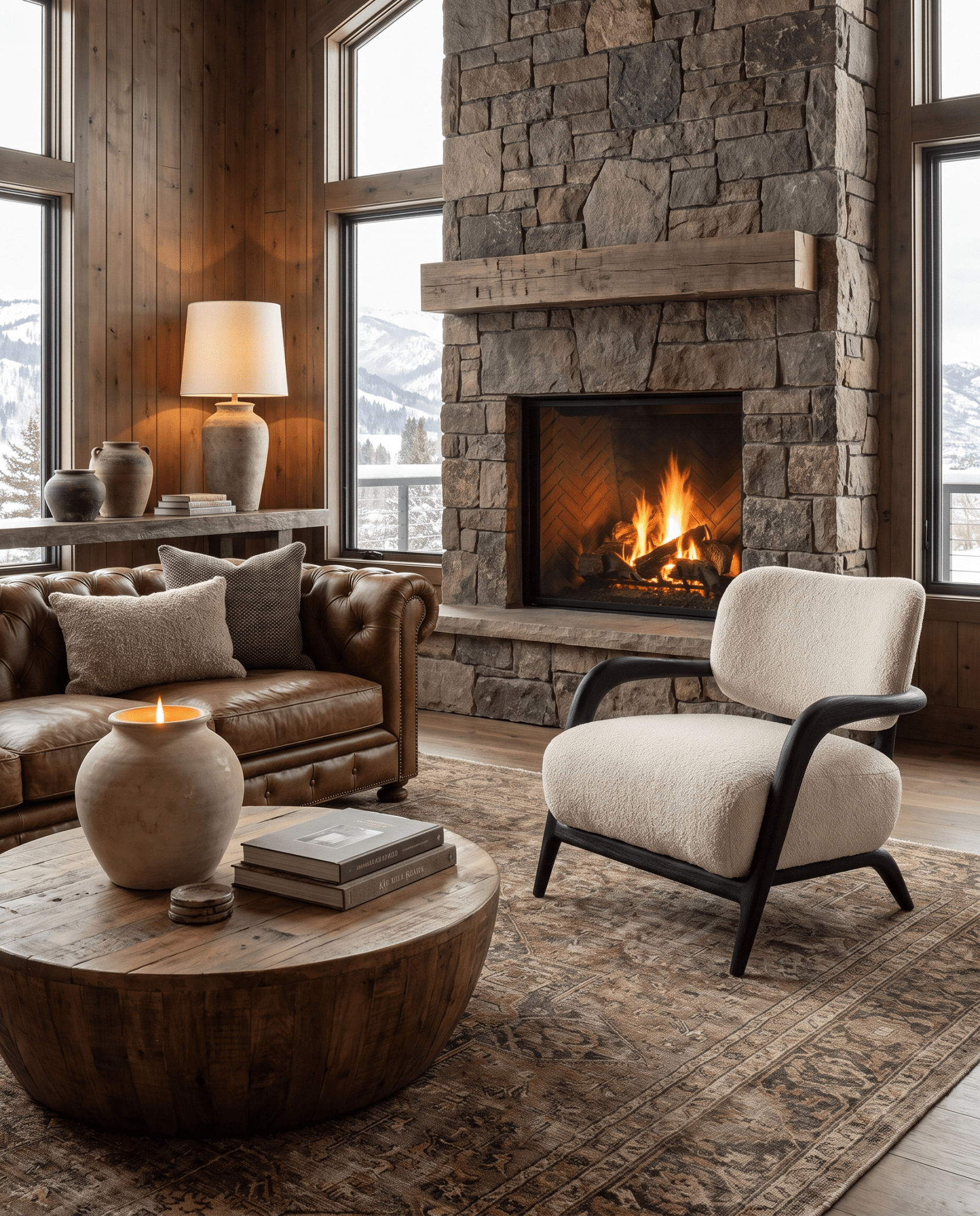 living room furniture modern mountain chair Hello Norden - Albert Accent Chair, styled in a modern rustic room
