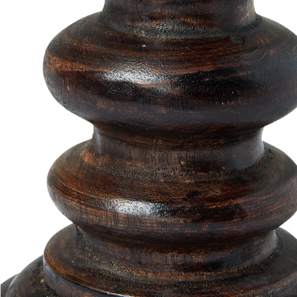 Alva Hand-Carved Wood Pillar Candle Holder - Candle Holders - Hello Norden