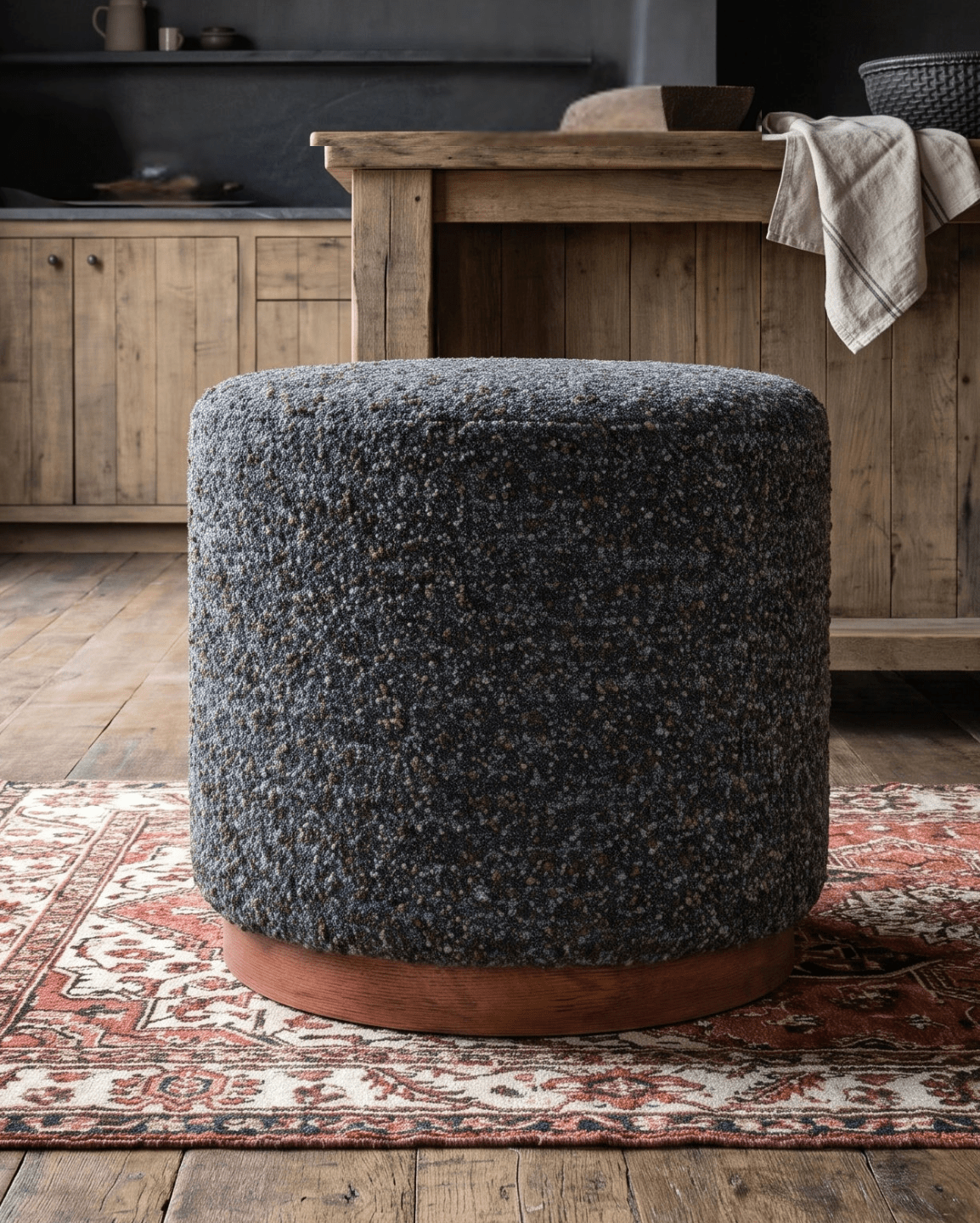 living room furniture modern mountain stool Hello Norden - Alvaer Stool, styled in a modern rustic room