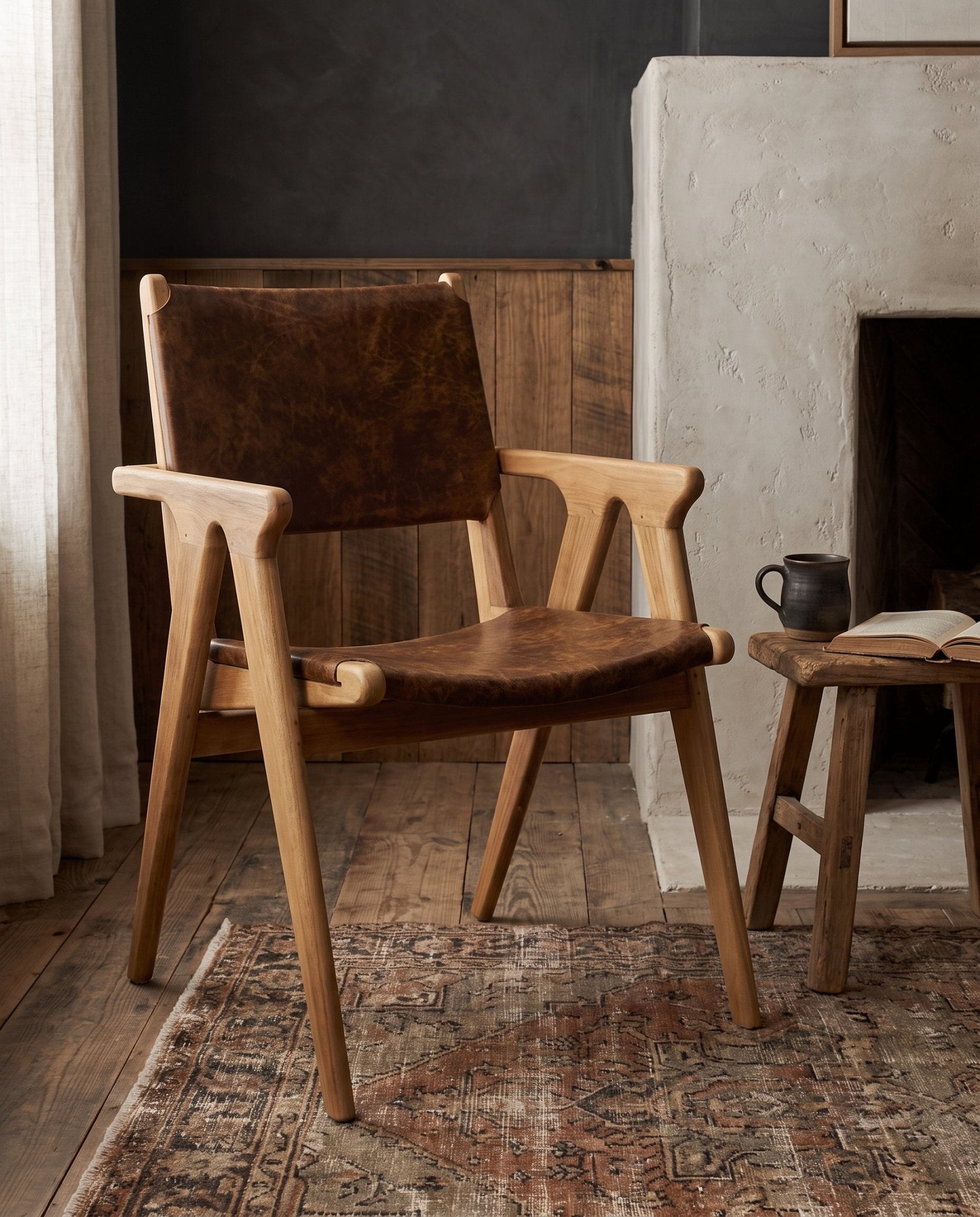 modern mountain Alvis Dining Chair Hello Norden, shown in a rustic modern room