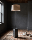 living room furniture modern mountain lamp Hello Norden - Ane Floor Lamp, styled in a modern rustic room