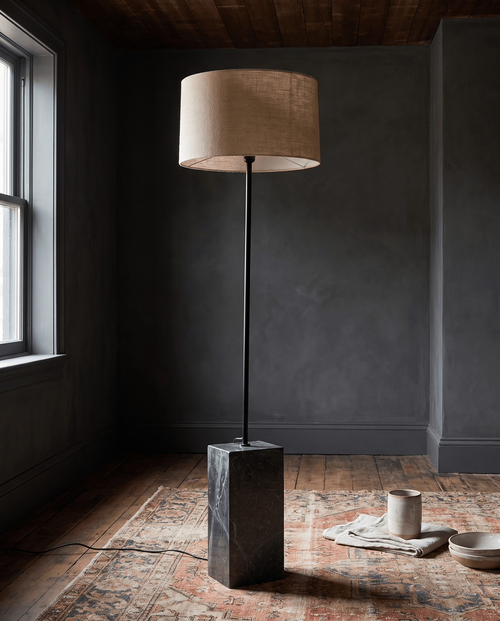 living room furniture modern mountain lamp Hello Norden - Ane Floor Lamp, styled in a modern rustic room